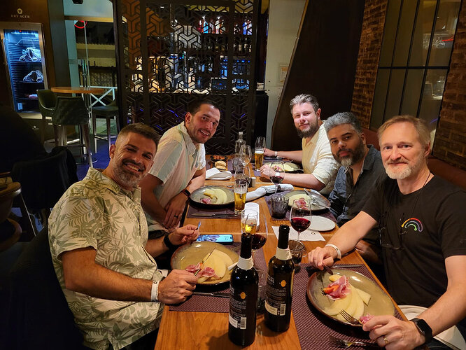 Another dinner crew (l to r, Andre, Jordan, Martin, Falco, Me)