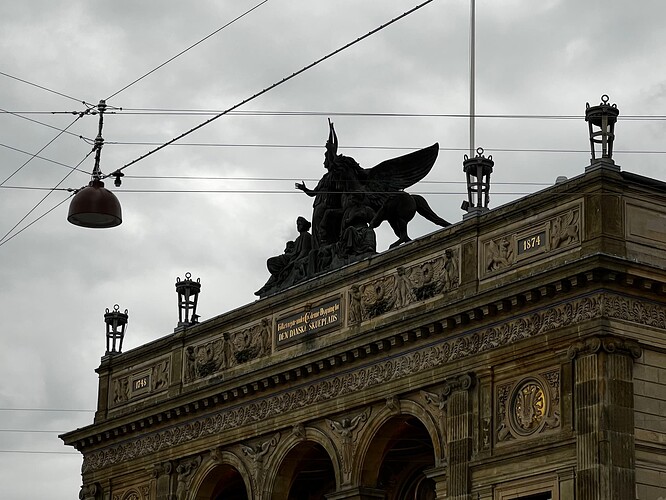 Theatres should always have cool statues on their facades.