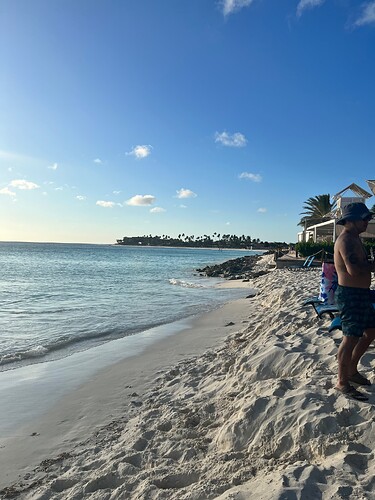 And the view down the beach from our resort.