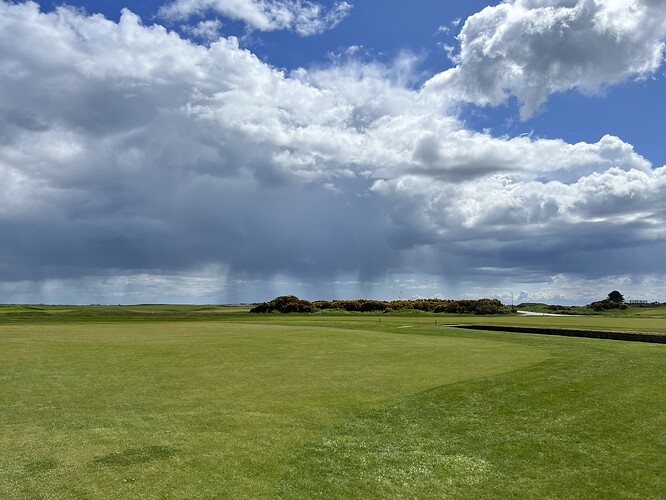 Looking across the course to the storm that had now passed us.