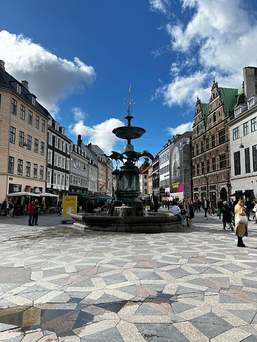 The Stork Fountain on Købmagergade. (Storkespringvandet)