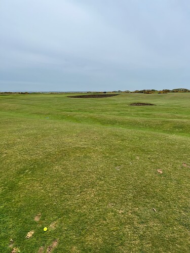 Another decent drive on 3, about 256yds, though it's off to the left.  Looking over the massive Cartgate bunker. Good 2nd shot and two putts for another par.<br />