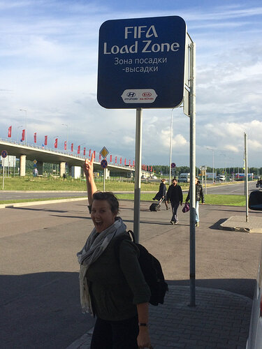 We landed in St. Petersburg. Now it's just a bus ride to the hotel.