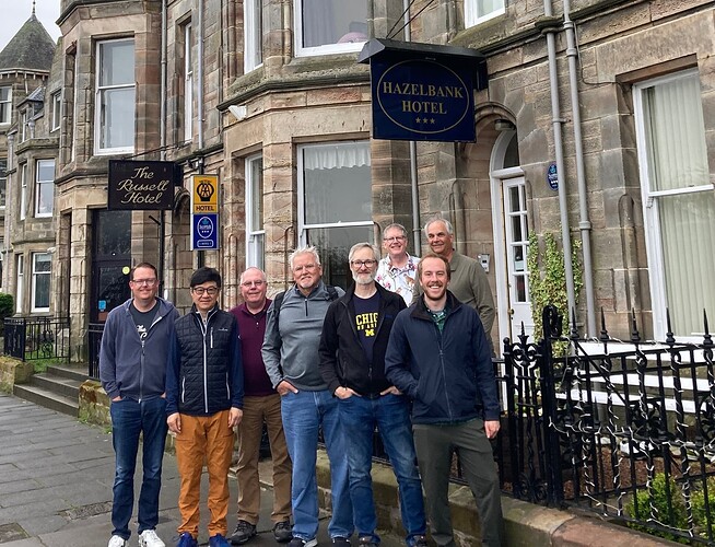 The gang outside our B & B: the fantastic Hazelbank Hotel.