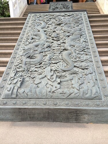 Just some stone carvings in the middle of the staircase.