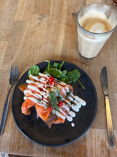 My lunch at Social Brew… a salmon smørrebrød.
