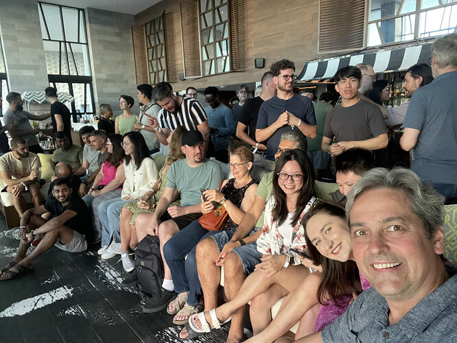 Waiting to learn who won the cocktail making contest. (Wasn't my team)