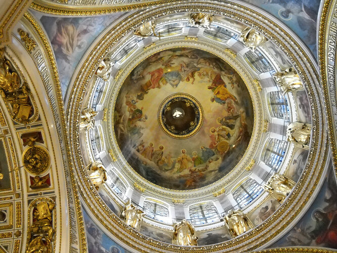 The dome of the Cathedral. The dove in the cupola is 6 feet across. Gives you some sense of how high/massive this structure is.
