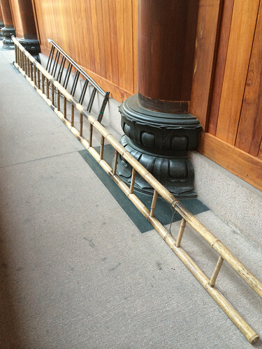 Teak columns abound in the temple