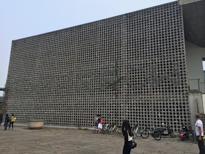 Architectural art work. The artist used plastic bottles to spell out “Tomorrow”