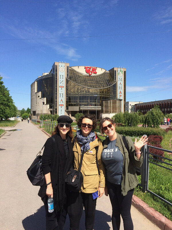 Outside Theatre Buff in St. Petersburg (l to r, Loretta, Caitlin, & Kendra)