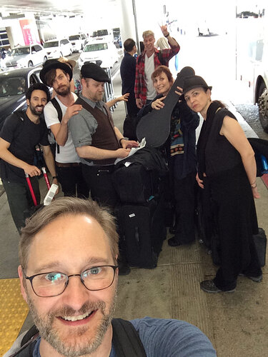 My obligatory closing shot of the crew, at LAX waiting for the Fly Away, after a l-o-n-g day of travel.