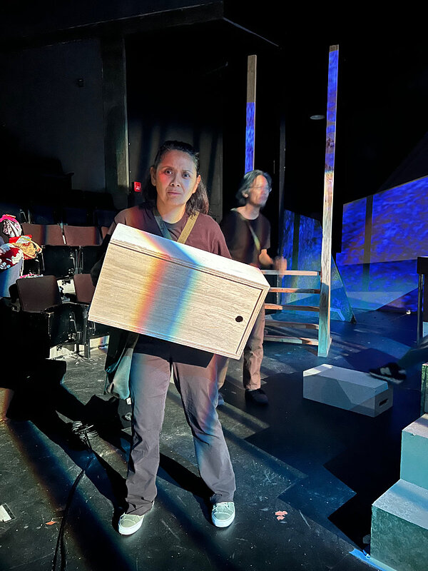 Myra doing box carrying training
