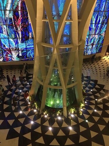 Looking down on the lobby