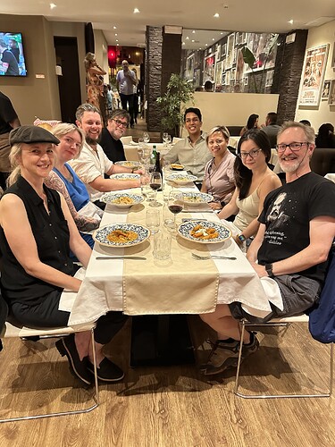 Loretta & me with some of my Discourse crew (l to r. Kate, Martin, Jamie, Rishahb, Ella, Nat)