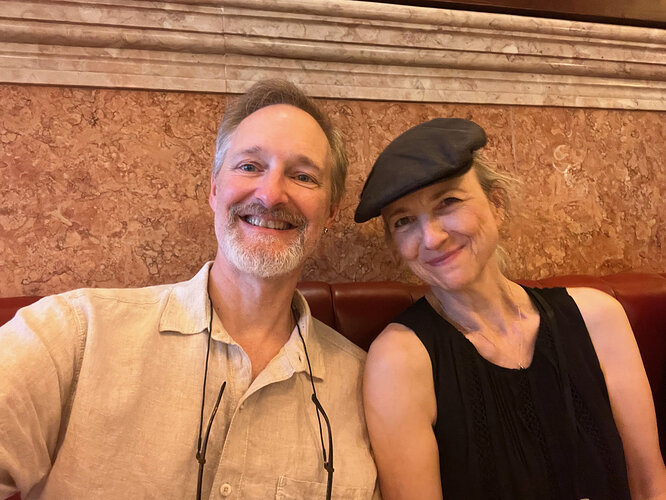 Me and Retta awaiting our tasty meal (Tapisco)