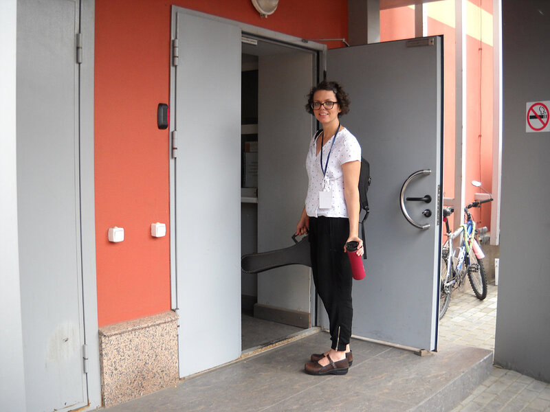 Miss Conlin at the artists entrance