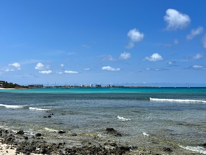 Looking back towards our resort...way down the beach...