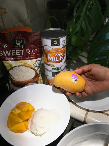 The beginnings of mango sticky rice