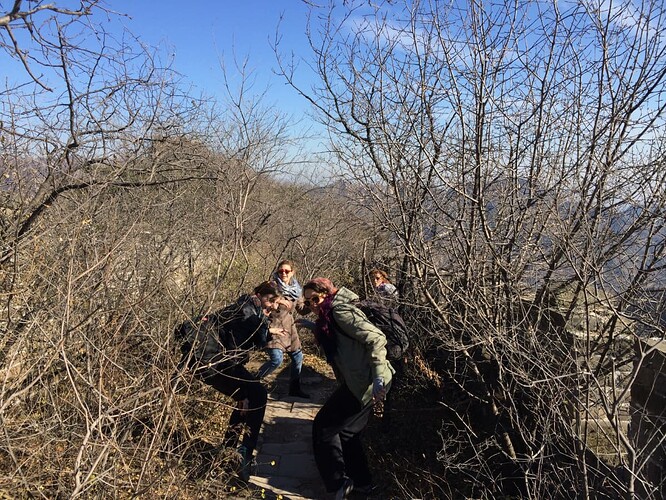 Hmmm…strange that there weren’t any “No Admittance” signs warning visitors in Chinese and/or English that this is an unrestored section of the Wall and is off-limits to visitors because it’s decaying and could be dangerous. Really strange….