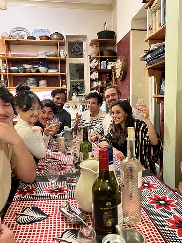 Some of the crew at the Molleson's dinner