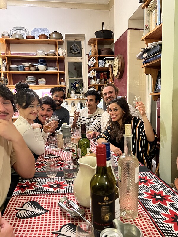Some of the crew at the Molleson's dinner