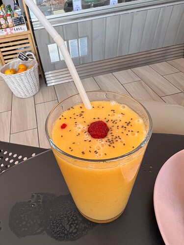 A Tropical Sunset smoothie. Delish!