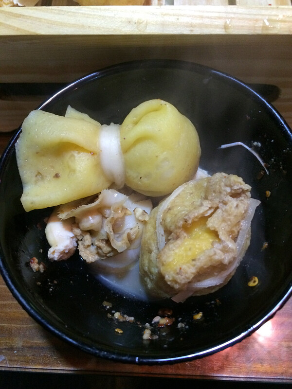 These are some of the things I ate. If anyone knows what they are I’d love to know. The squiggly thing on the lower left was attached to a scallop