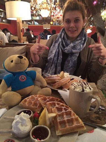 This is what a couple plates full of waffles look like after you’ve hiked the Great Wall. No pix of the aftermath…you can imagine.